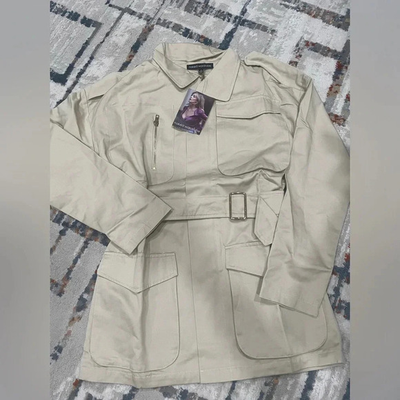 NAKED WARDROBE Khaki Trench Coat Size Small - Picture 1 of 5